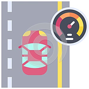 Speed limit flat icon, car accident and safety related vector illustration