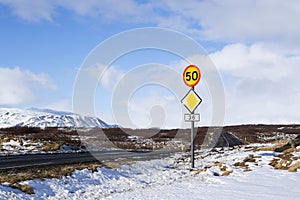 Speed limit at the ringroad in Iceland photo