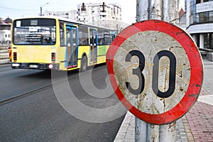 Speed limit road sign