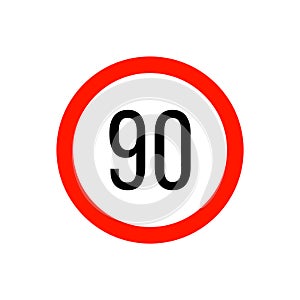 Speed limit road sign 90