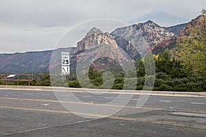 A speed limit scene on the side of the road in Sedona