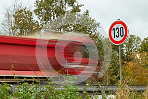 speed limit sign 130 at autobahn, highway Germany