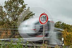 speed limit sign 130 at autobahn, highway Germany