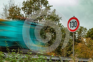 speed limit sign 130 at autobahn, highway Germany