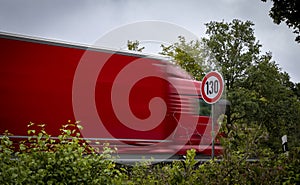 Speed limit sign 130 at autobahn, highway Germany