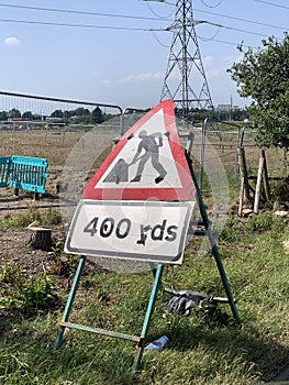 Speed limit sign controls road works traffic