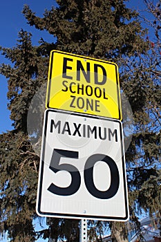 Speed Limit Sign at End of School Zone