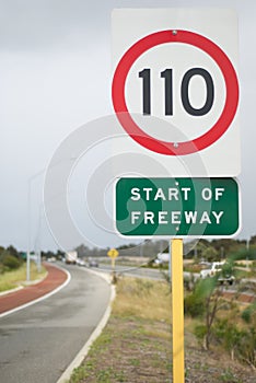 Speed limit sign on highway