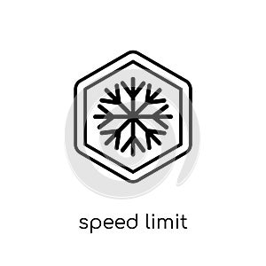 Speed limit sign icon. Trendy modern flat linear vector Speed li