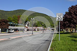 A speed limit sign in Lake George
