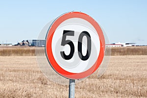 Speed Limit Sign in Rural Setting