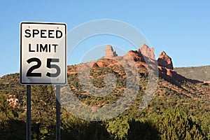 Speed limit sign in Sedona, Arizona