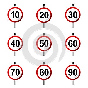 speed limit sign on white background