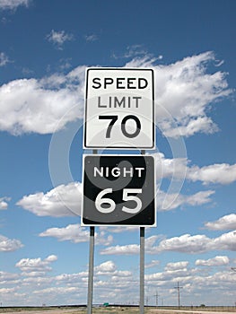 Speed Limit Signs with Clouds and Sky