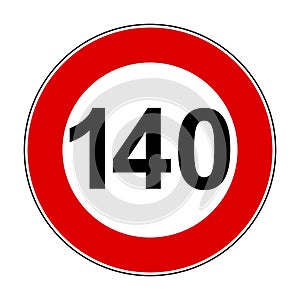 Speed limit signs of 140 km - vector