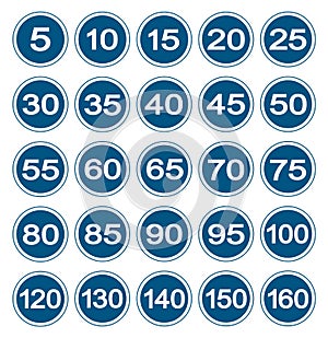 Speed Limit Signs Set Isolate On White Background,Vector Illustration EPS.10