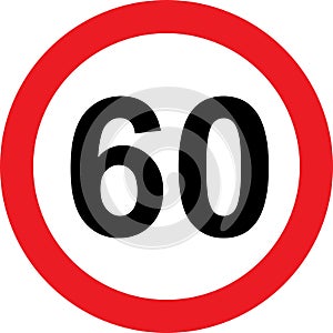 60 speed limitation road sign photo