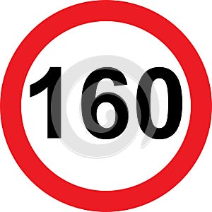160 speed limitation road sign