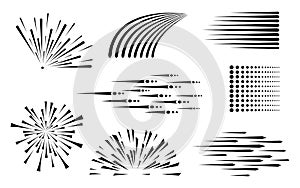 Speed line. Set various motion symbols. Vector