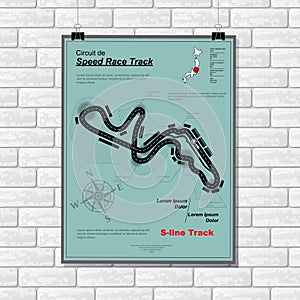 Speed line track wallpaper plackard