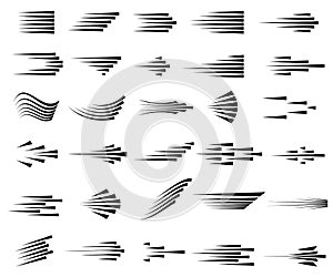 Speed lines icons. Set of fast motion symbols photo