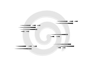 Speed lines isolated set. Motion effect for your design. Black lines on white background. Vector illustration