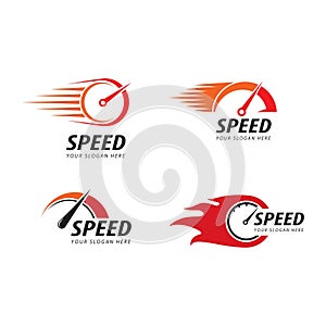 Speed logo faster template vector icon illustration