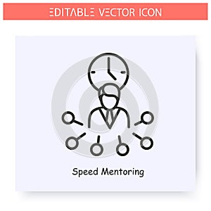 Speed mentoring line icon. Editable illustration