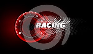 Speed motion background with fast speedometer car. Racing velocity background