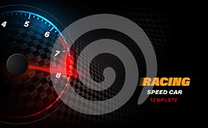 Speed motion background with fast speedometer car. Racing velocity background photo