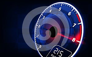 Speed motion background with fast speedometer car. Racing velocity background