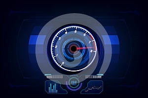 Speed motion background with fast speedometer car. Racing velocity background