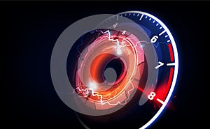 Speed motion background with fast speedometer car. Racing velocity background