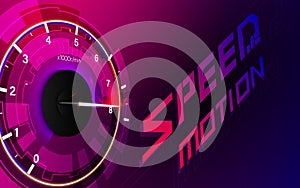 Speed motion background with fast speedometer car. Racing velocity background