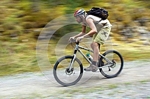 Speed motion mountain biker