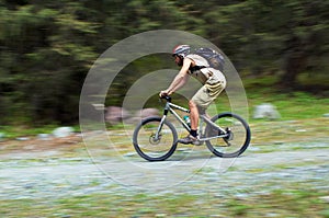 Speed motion mountain biker