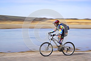 Speed motion mountain biker