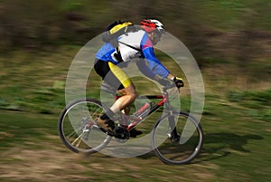 Speed motion mountain biker