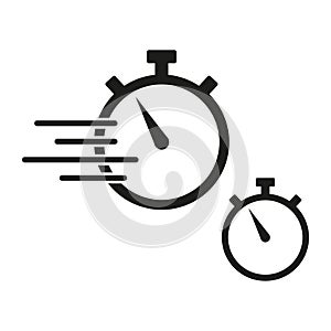 Speed motion stopwatch icons. Fast time passing concept. Chronometer symbol set. Vector illustration. EPS 10.