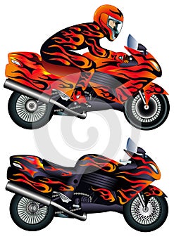Speed motorcycle with person