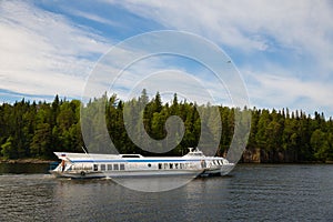 Speed passenger ship near the island of Valaam in Russia