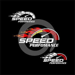 Speed performance and speed shop logo illustration vector