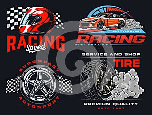 Speed racing colorful set stickers