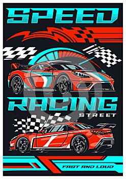 Speed racing vintage sticker colorful