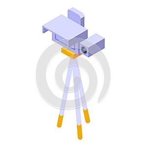 Speed radar tripod icon isometric vector. Camera car