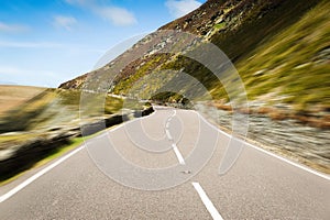 Speed road through the Snowdonia in North Wales