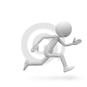 Speed Running 3D Cartoon Character on White Background