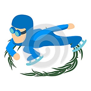 Speed skater icon isometric vector. Skater man in sport uniform running on rink