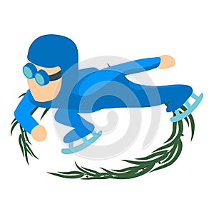 Speed skater icon isometric vector. Skater man in sport uniform running on rink photo