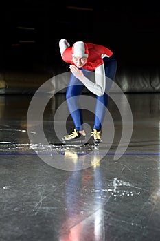 Speed skater at the starting line photo